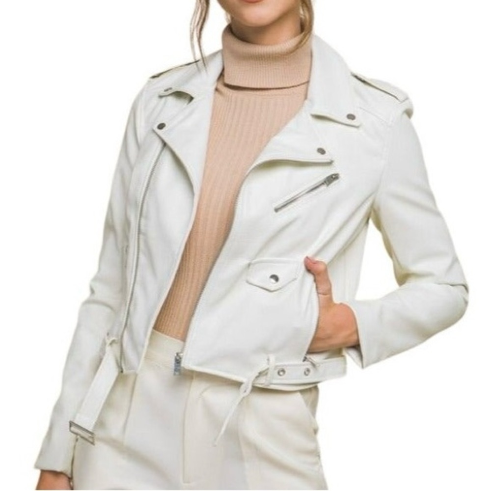 White Faux leather jacket XL